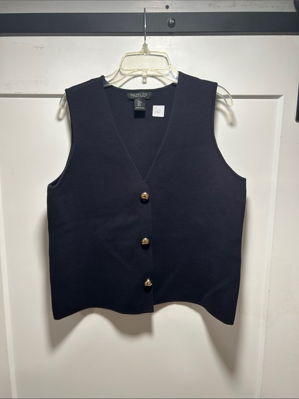 Rachel Zoe Black Sleeveless Knit Vest with Gold Buttons
